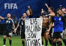 La sanción que le puede caer a Messi y compañía por la pancarta de «las Malvinas son argentinas»